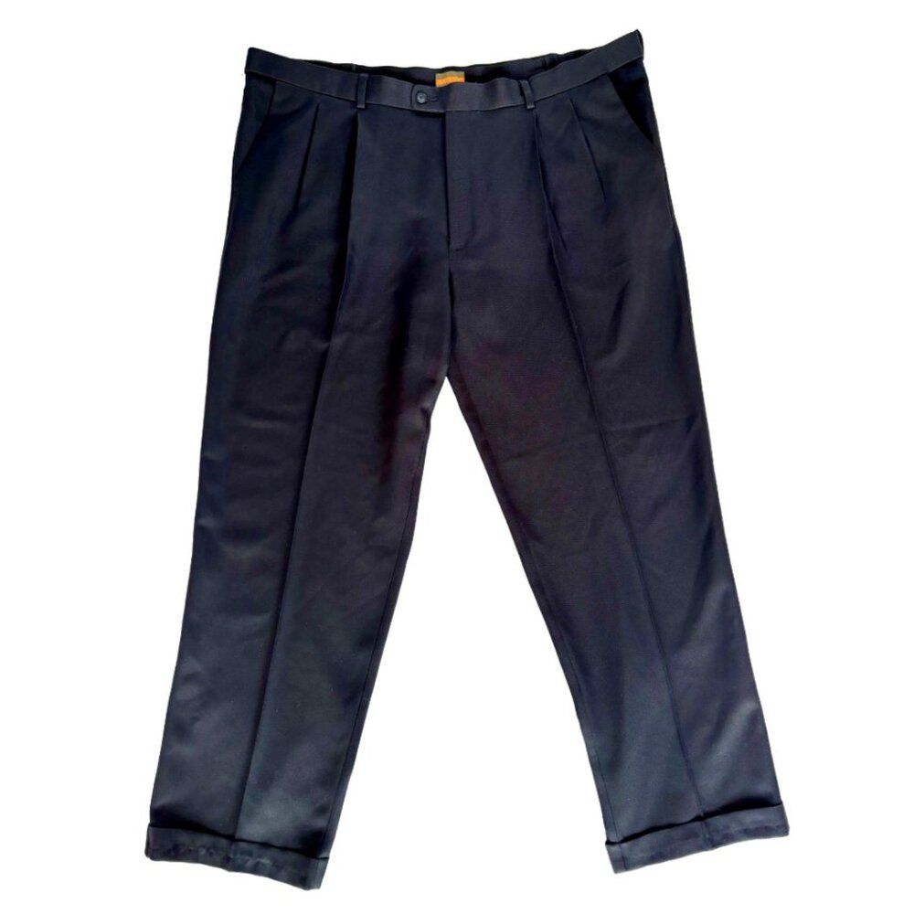 Savane Men's 42x32 Easy Care Pleated Navy Blue Dress Pants Slacks Trousers